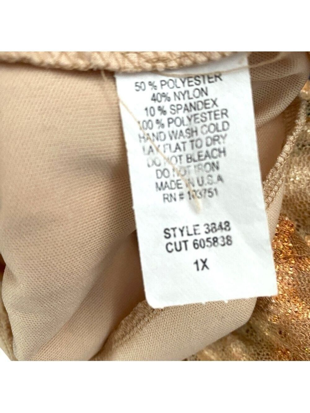 Dressbarn Woman Gold Brown Lace Sparkle Blouse Size 1X - Picture 4 of 5